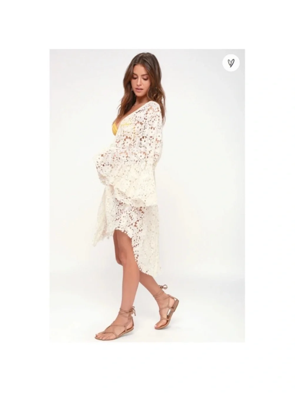 Free People Cream Crochet Kimono